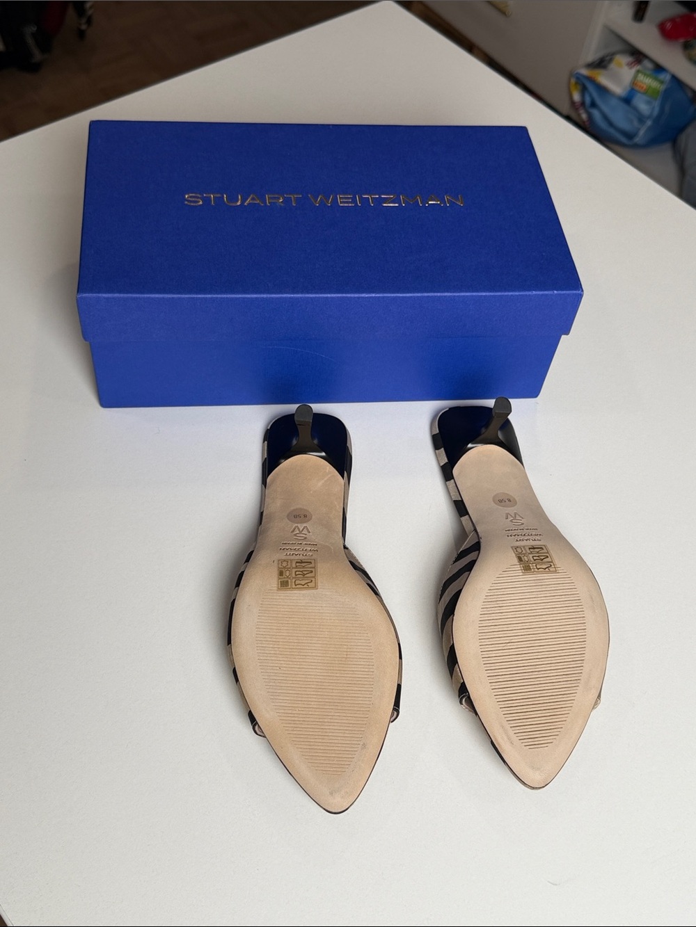 Brand New Stuart Weitzman Zebra Print Lexington Mule 50 Kitten Heel - Picture 4 of 4